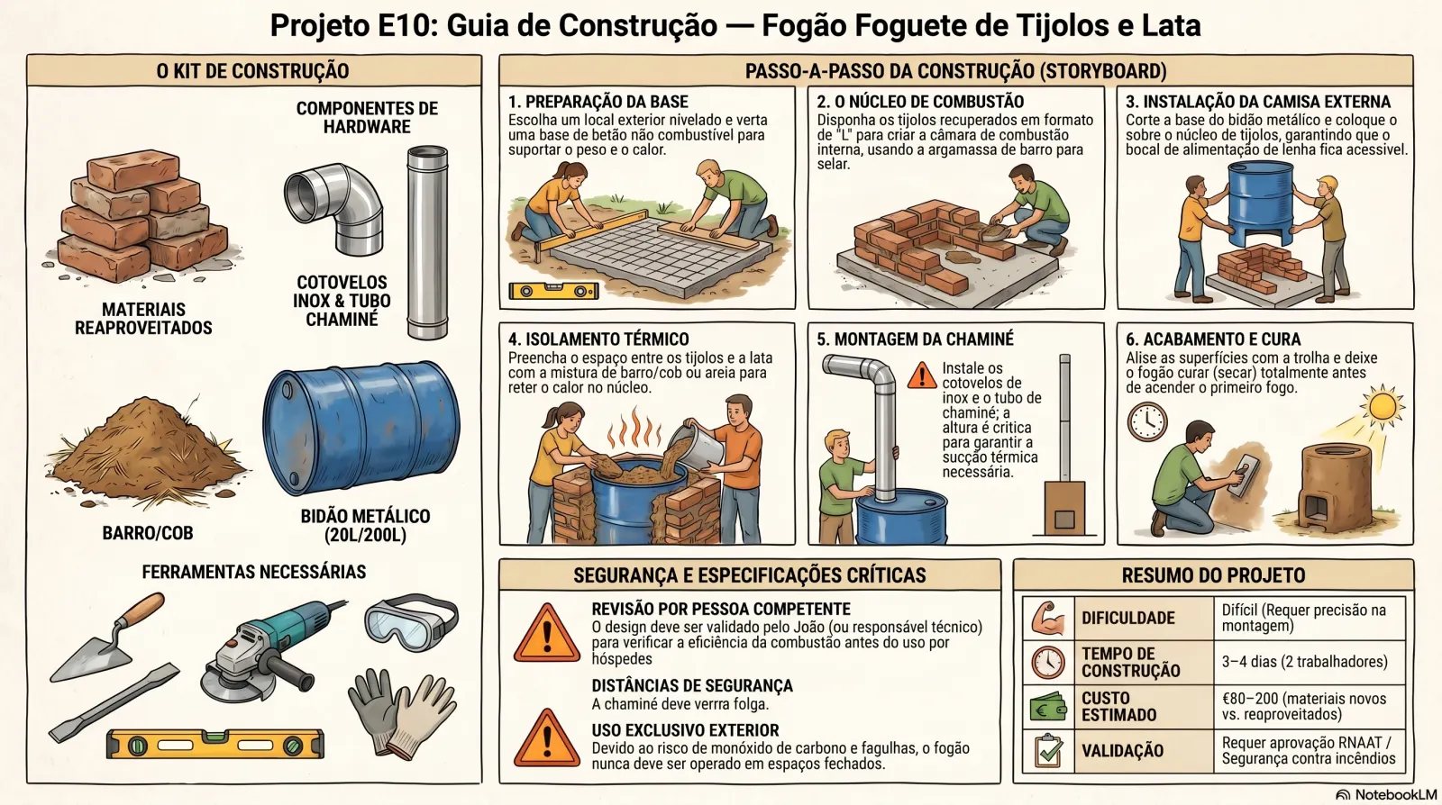 Fogão Foguete Tijolos/Lata