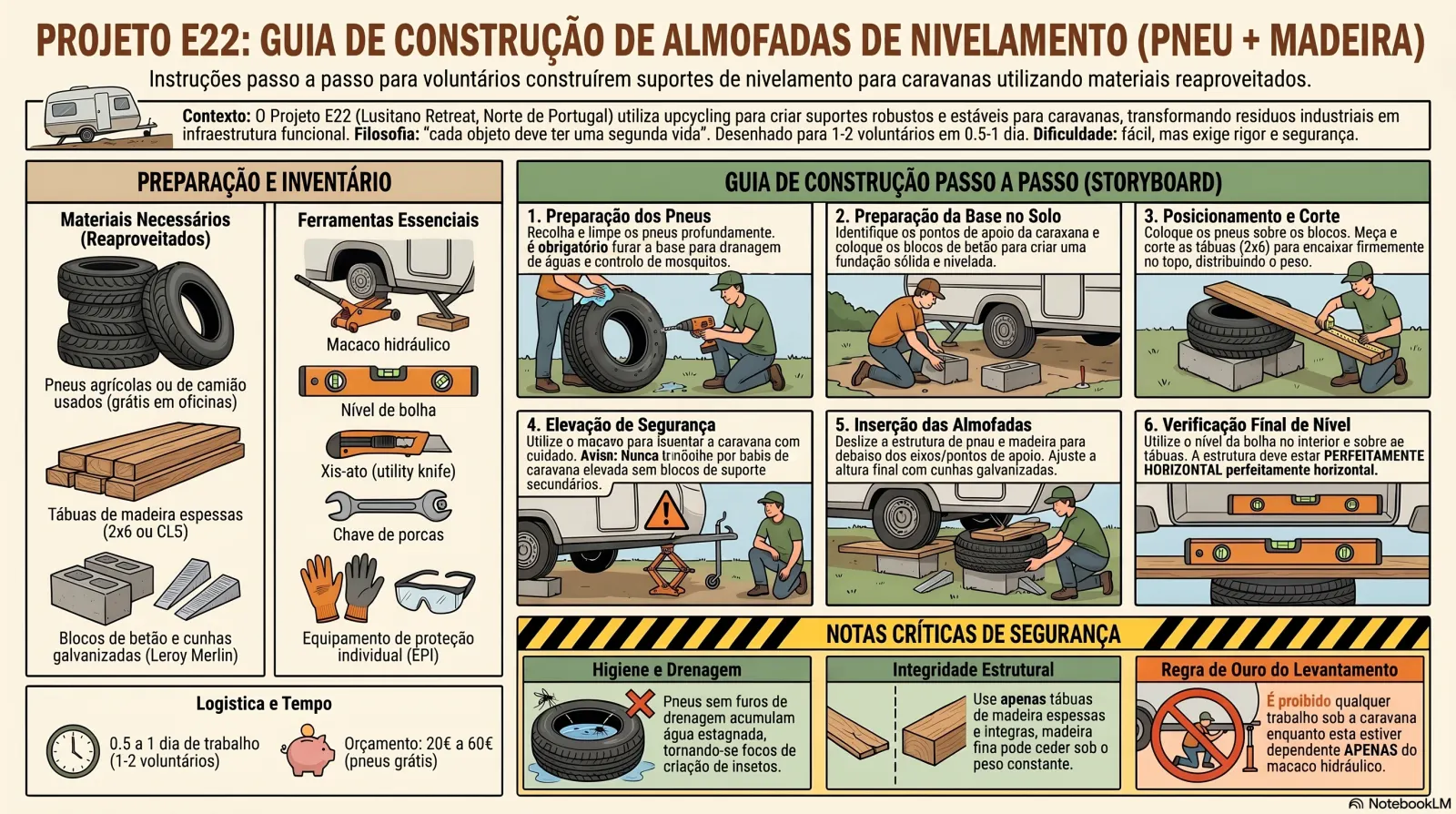 Almofadas Nivelamento Pneu+Madeira