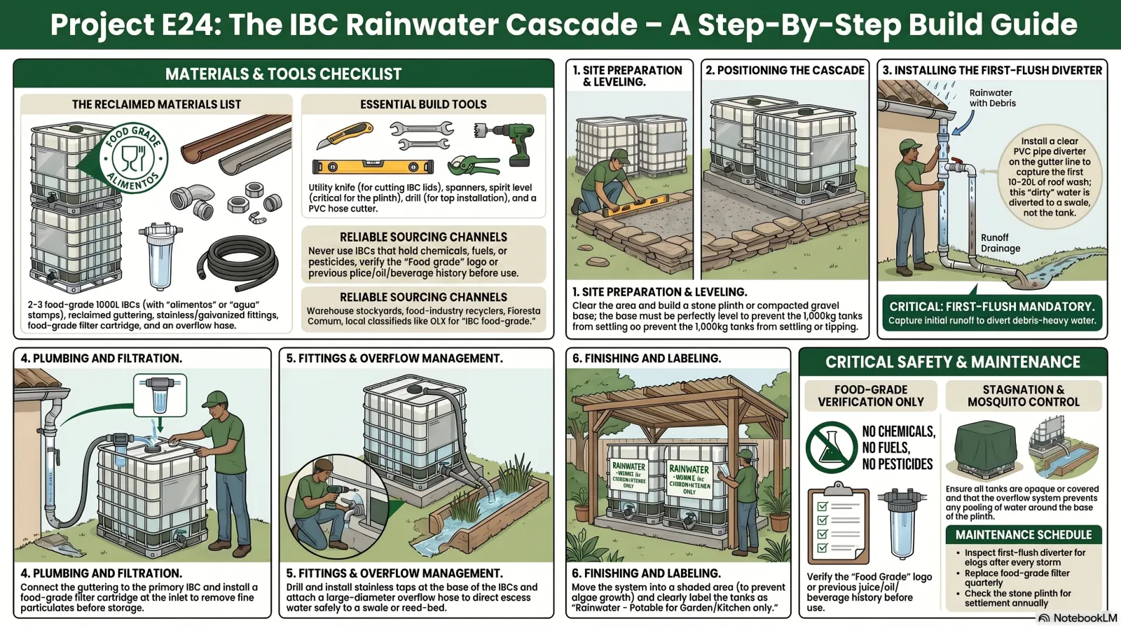 IBC Food-Grade Rainwater Cascade