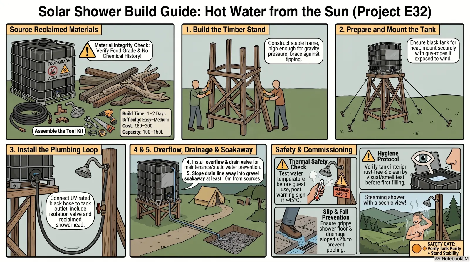 Solar Shower (Gravity + heating)