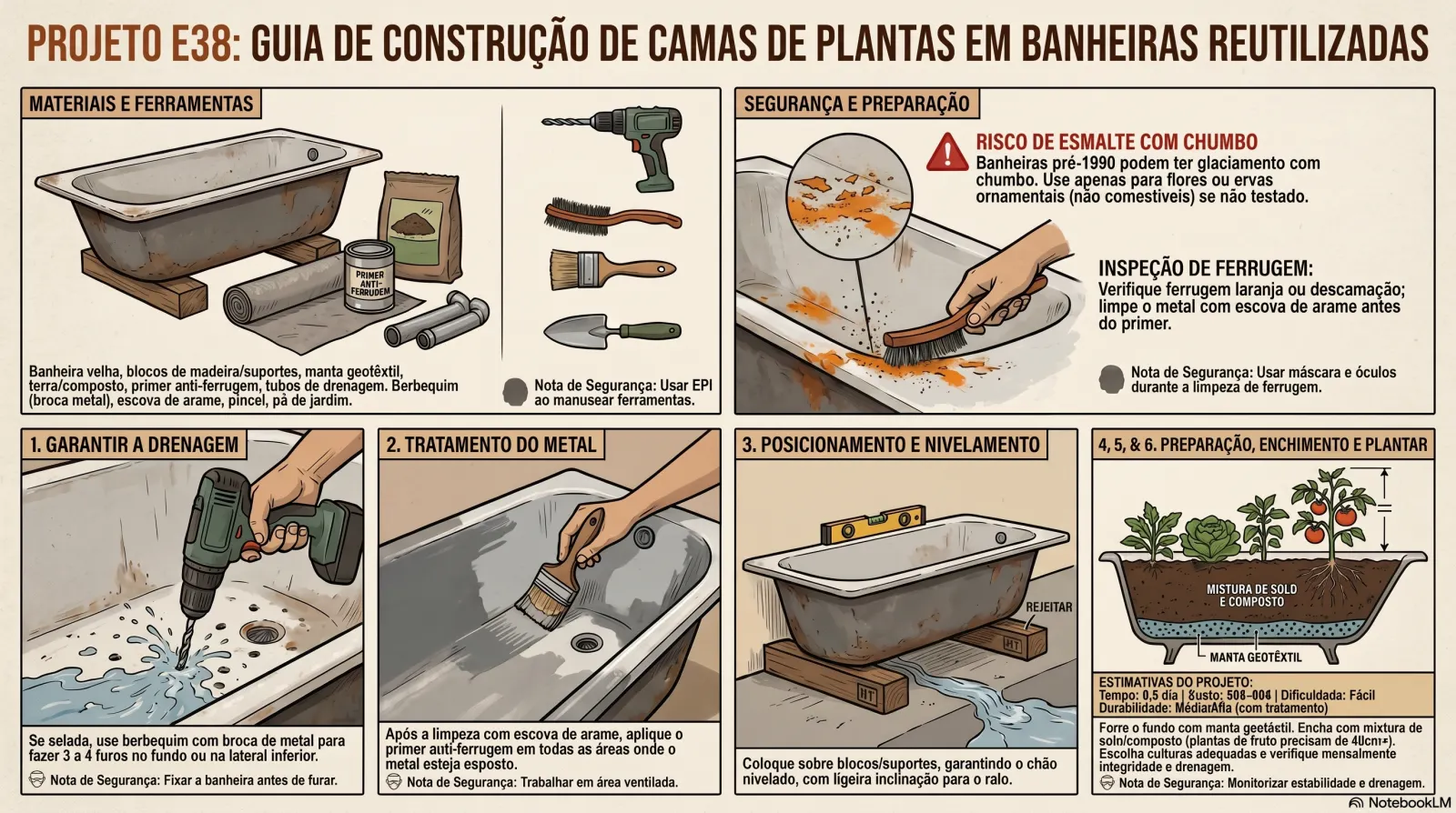 Camas de Plantas em Banheiras