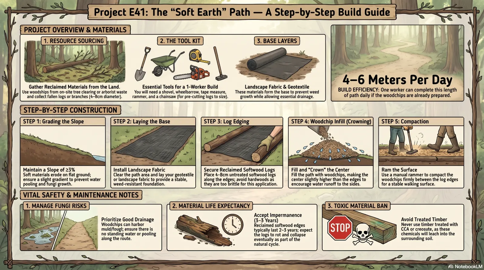 Woodchip + Log-Edge Soft Path