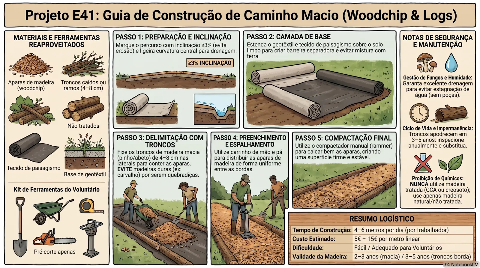 Caminho Macio em Aparas de Madeira
