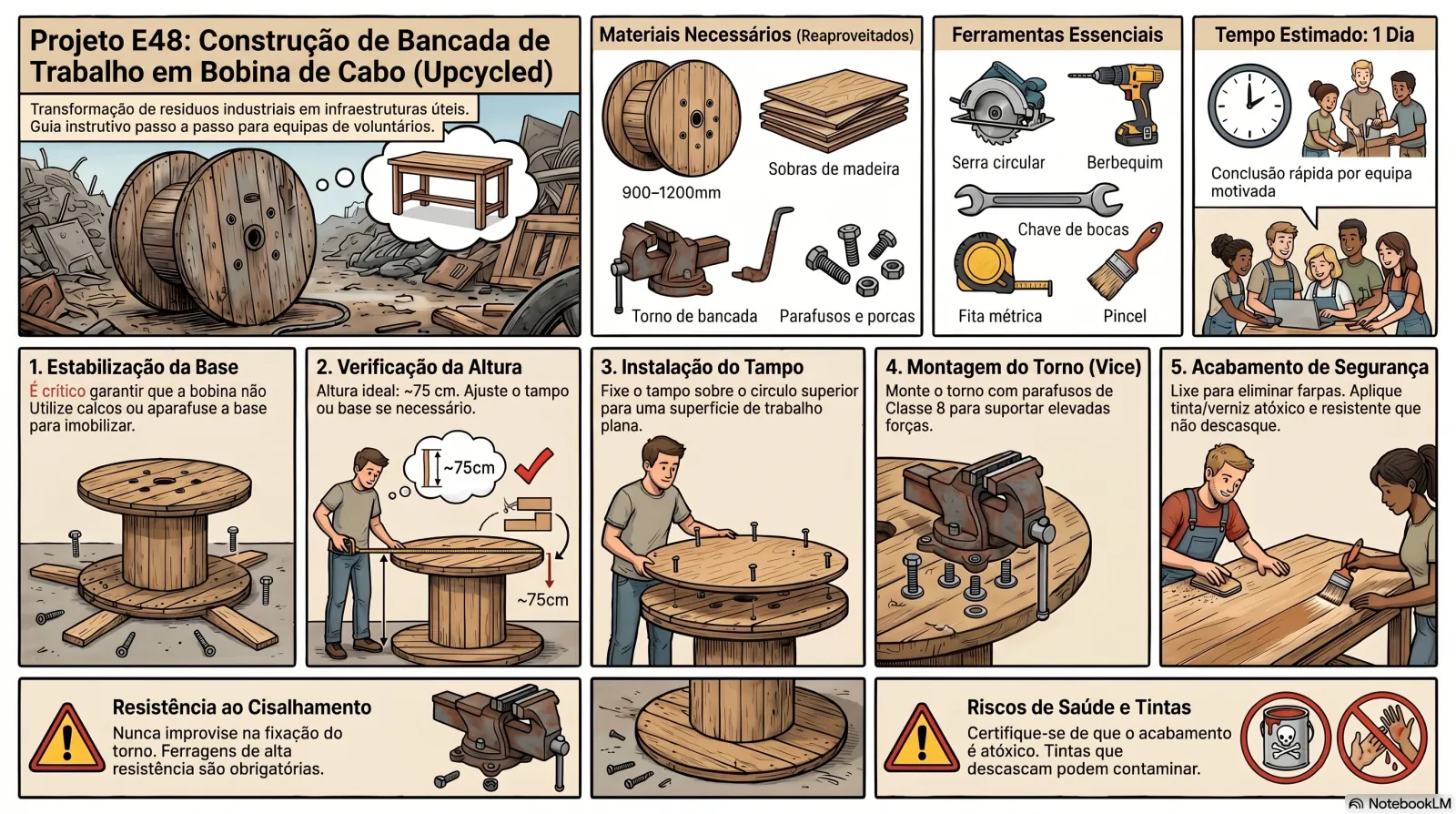 Bancada de Trabalho em Bobina de Cabo