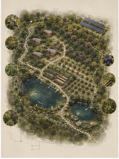 Layered ecosystem map for the retreat land
