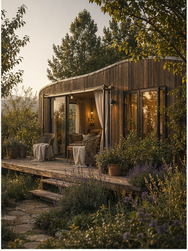 Timber-clad caravan style stay unit concept